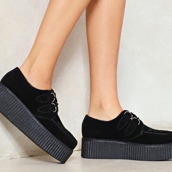 black suede platform sneakers